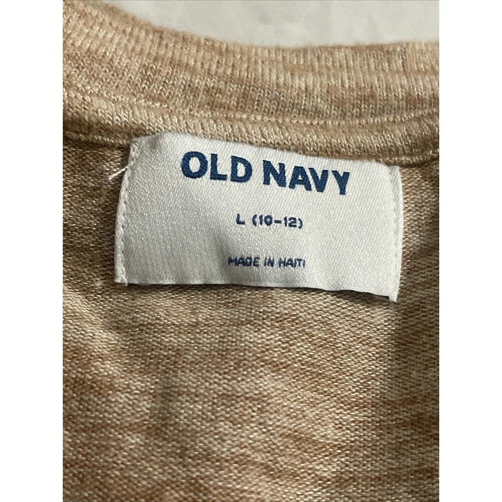 Old Navy Girls Sweater Sz Large Sz 10-12 Rock Crystal Brown Long Sleeve Crew